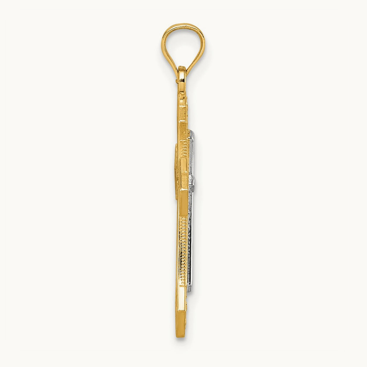 Diamond Cut Polished Cross Pendant, 14K Two-tone