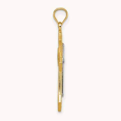 Diamond Cut Polished Cross Pendant, 14K Two-tone