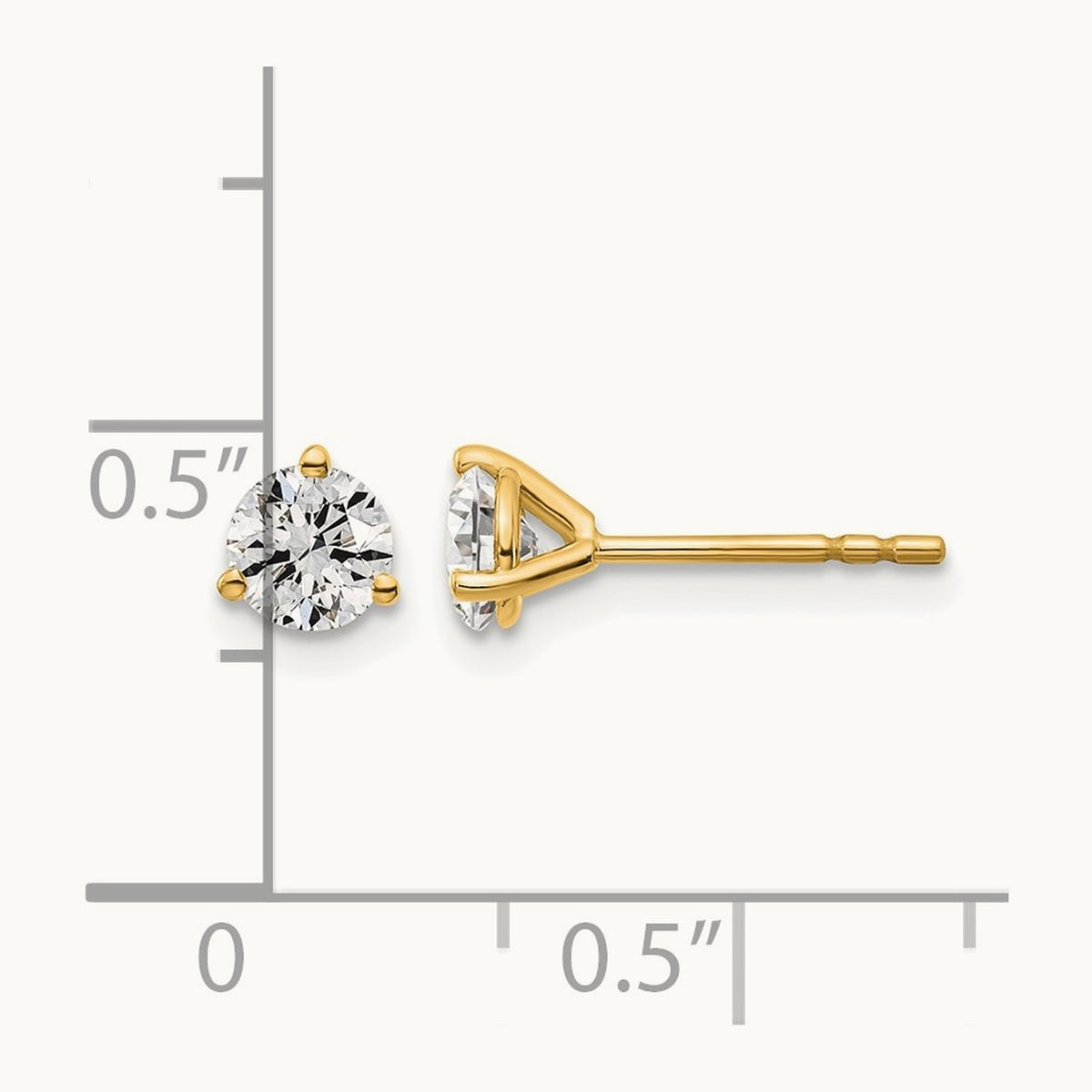 Round Stud Earrings, 0.10-6.00 ct tw Lab-Grown Diamond — 5/8 ct, 14K Yellow Gold