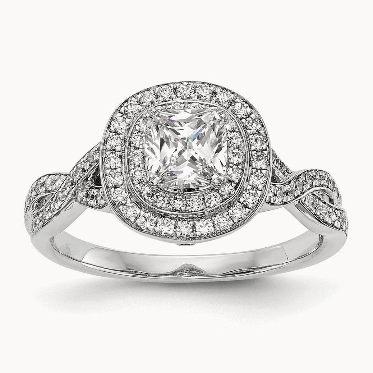 Cushion Semi-Mount Halo Engagement Ring, 0.50 ct tw