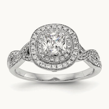 Cushion Semi-Mount Halo Engagement Ring, 0.50 ct tw