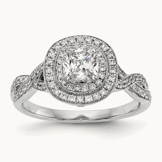 Cushion Semi-Mount Halo Engagement Ring, 0.50 ct tw