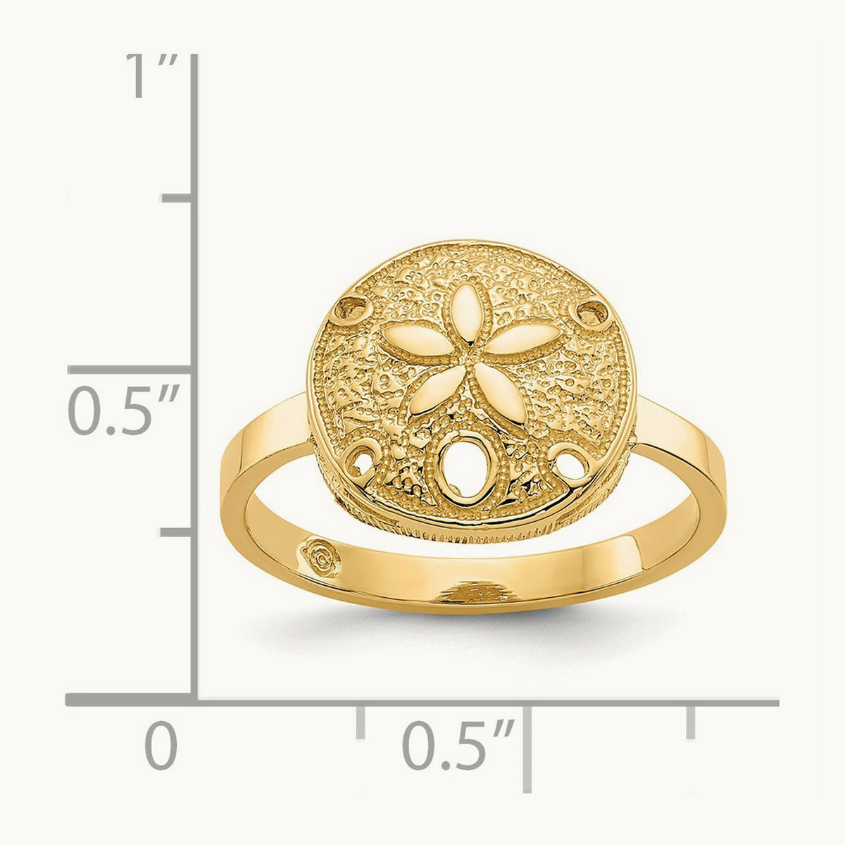 Polished Sand Dollar Ring, 14K