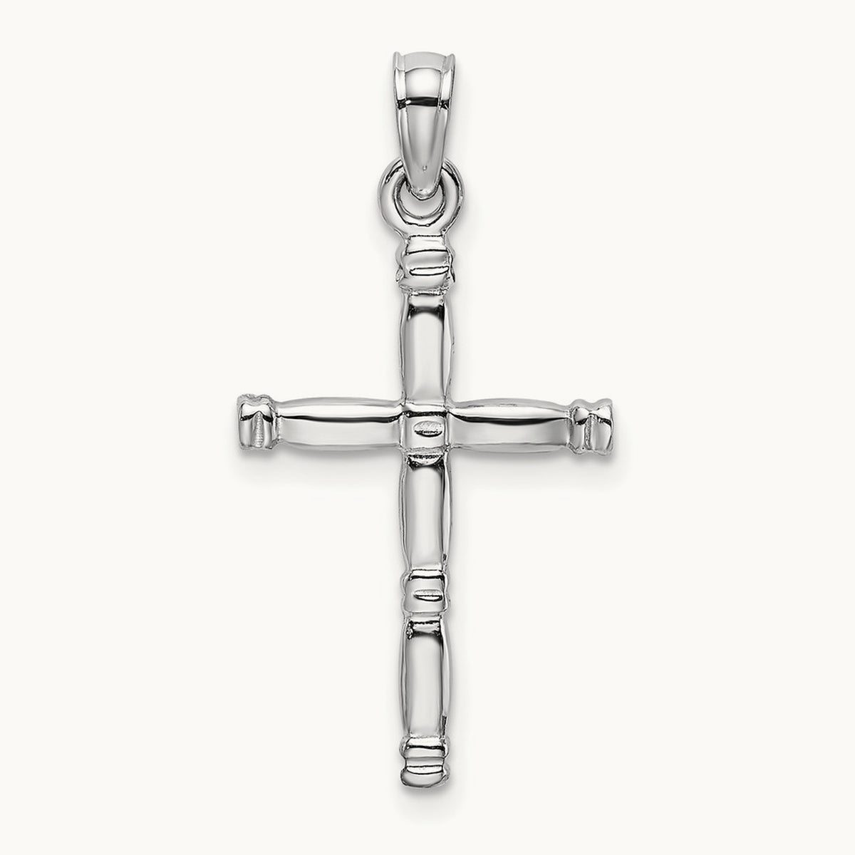 3-D Polished Cross Charm — 14K White Gold