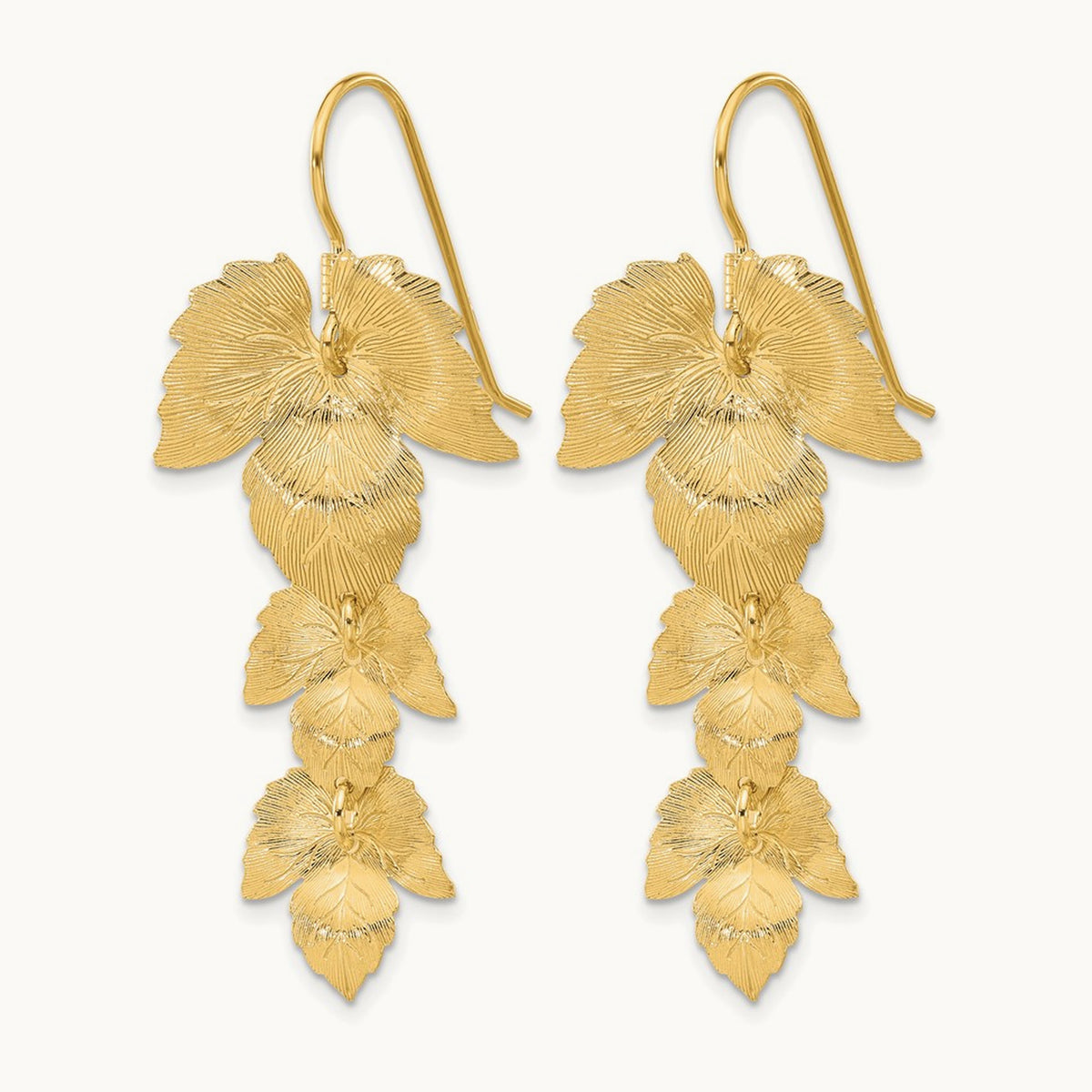 Gold-plated Etched Leaves Dangle Earrings, Sterling Silver — Leslie's