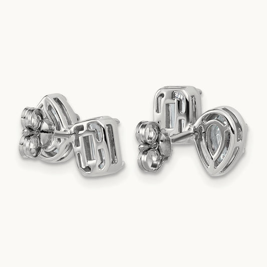 Emerald & Pear 2 Stone Post Earrings, 2.00 ct tw Lab-Grown Diamond
