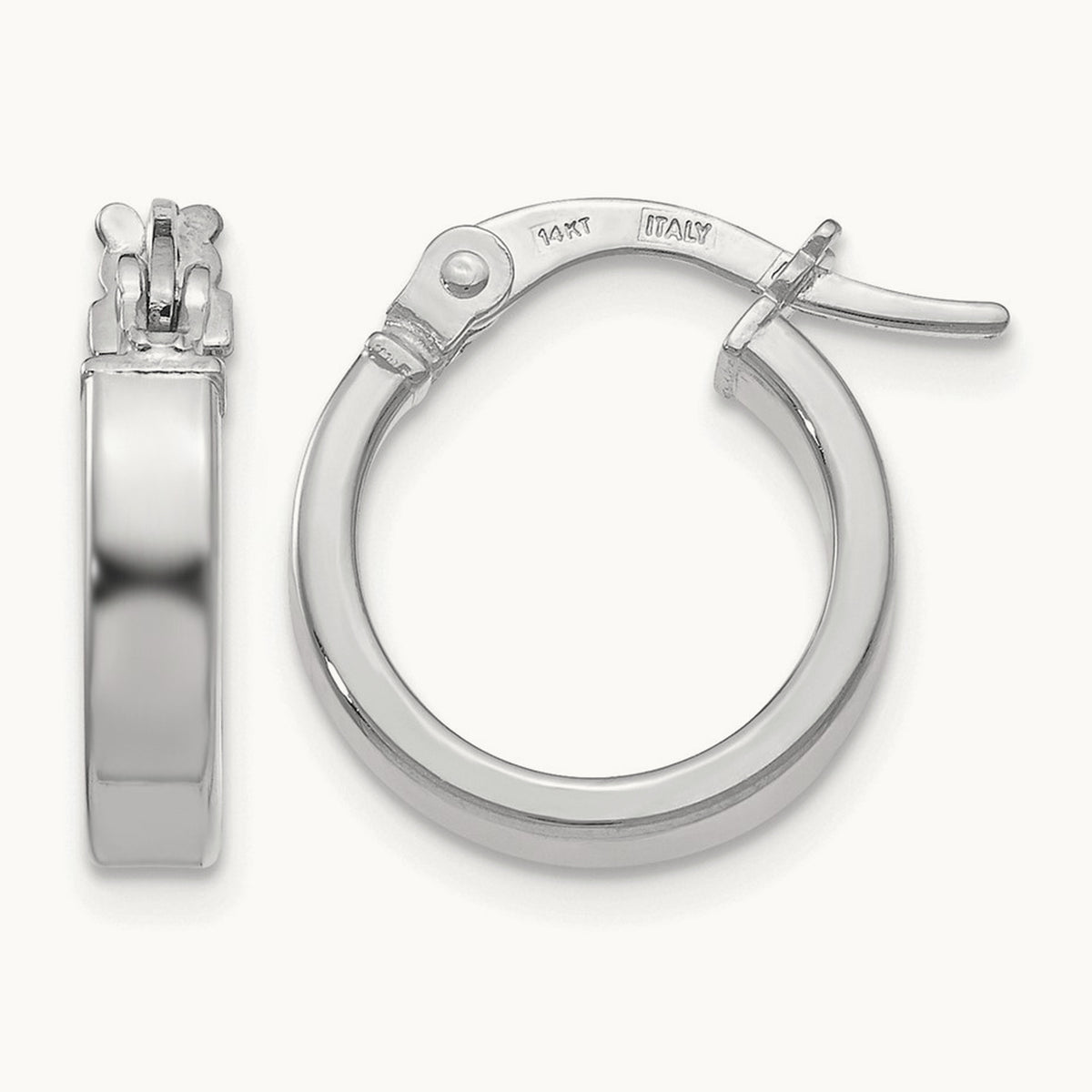 Plating Polished Hoop Earrings, 14K with White Rhodium — Leslie's