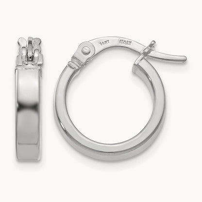 Plating Polished Hoop Earrings, 14K with White Rhodium — Leslie's