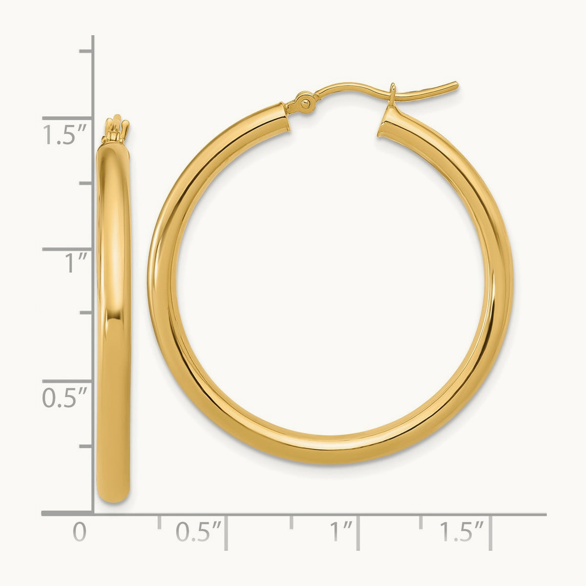 Polished Hoop Earrings, 14K — Leslie's