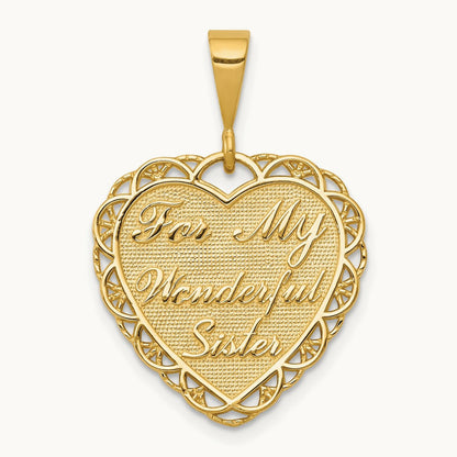 Reversible FOR MY WONDERFUL SISTER Charm, 14K