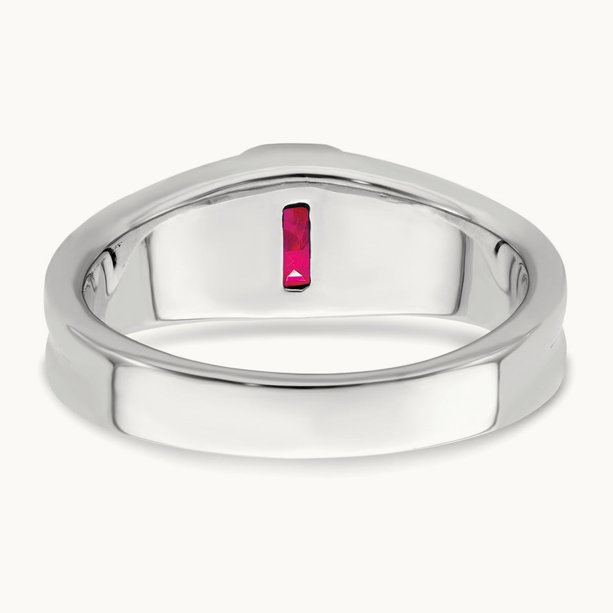 Created Ruby and Diamond Men's Ring — 14K White Gold