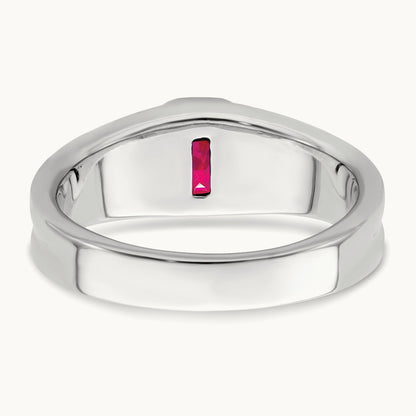 Created Ruby and Diamond Men's Ring — 14K White Gold