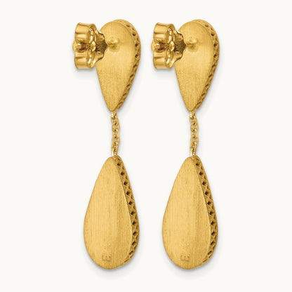 Polished and Satin Teardrop Post Dangle Earrings, 14K — Leslie's