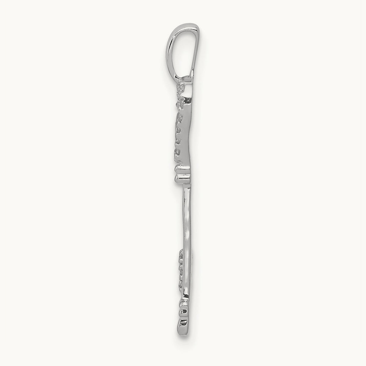 Diamond Heart Key Pendant — 23mm