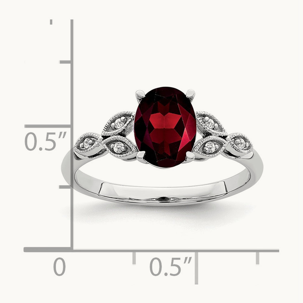 Oval Garnet and Diamond Ring, 14K White Gold