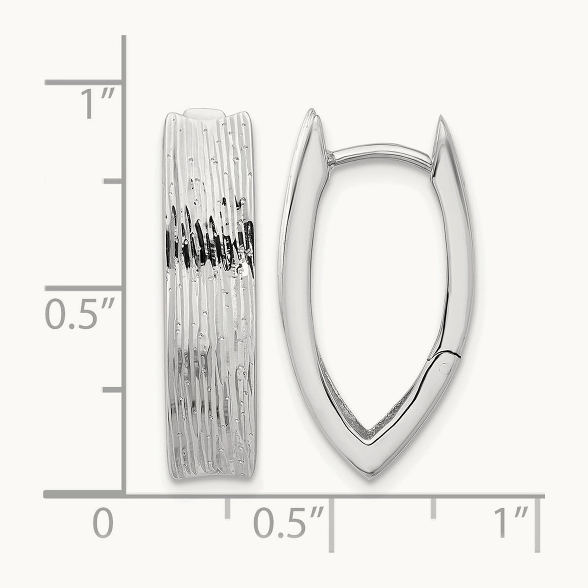Rhodium-plated and D/C Fancy Hinged Hoop Earrings, Sterling Silver — Leslie's