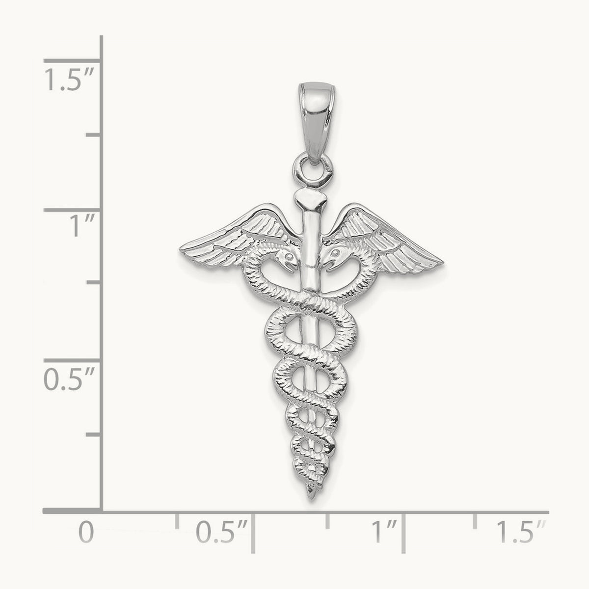 Caduceus Pendant — 14K White Gold