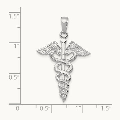Caduceus Pendant — 14K White Gold