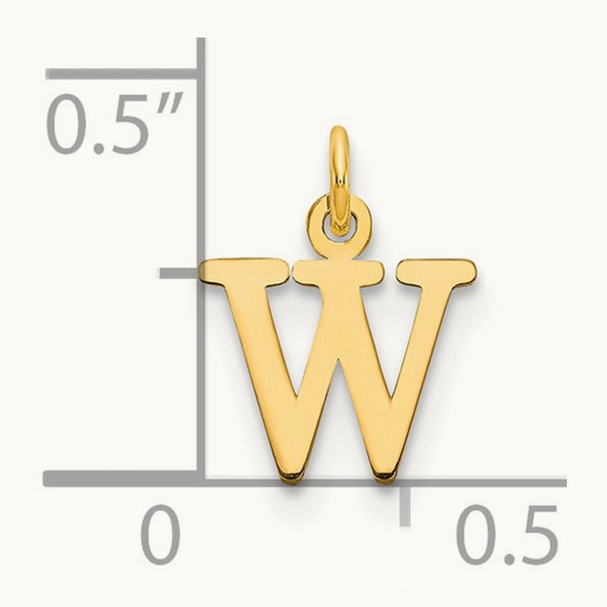 Cutout Letter W Initial Pendant, 14K Yellow Gold