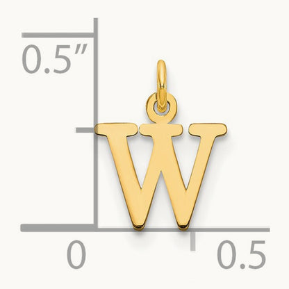 Cutout Letter W Initial Pendant, 14K Yellow Gold
