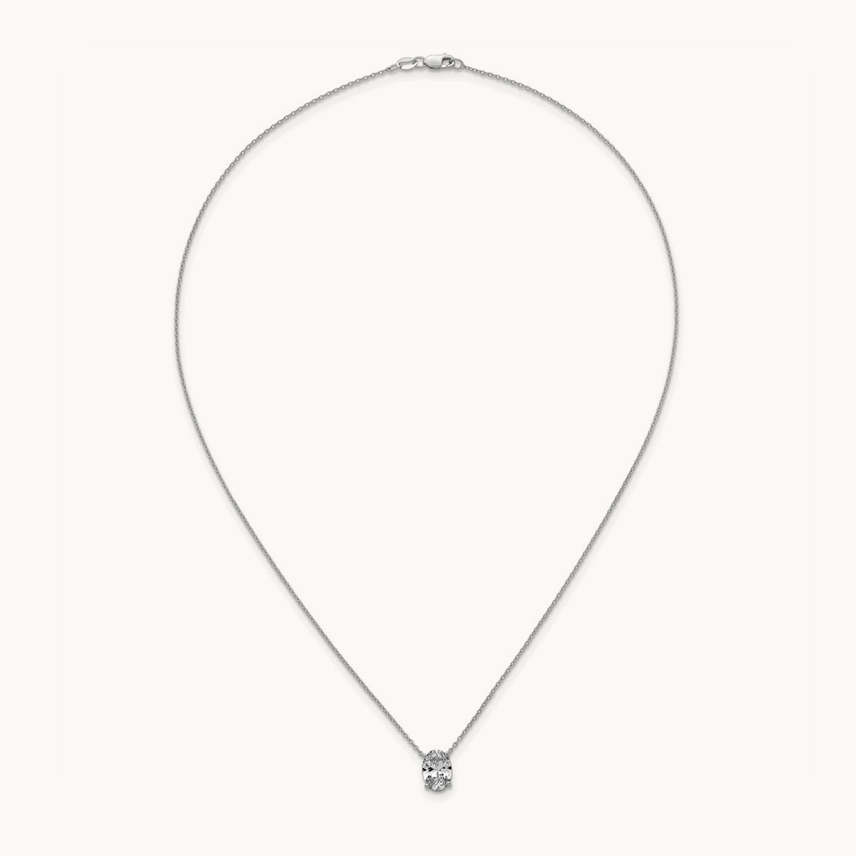 Oval Pendant Necklace, 0.25-4.00 ct tw Lab-Grown Diamond — 2 ct, 14K White Gold