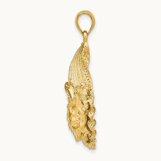 Scallop Shell with Crab Pendant, 14K