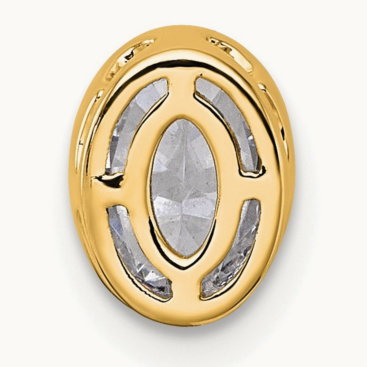 Oval Bezel Set Chain Slide Pendant, 0.25-3.00 ct tw Lab-Grown Diamond — 3/4 ct, VS (Best), 14K Yellow Gold
