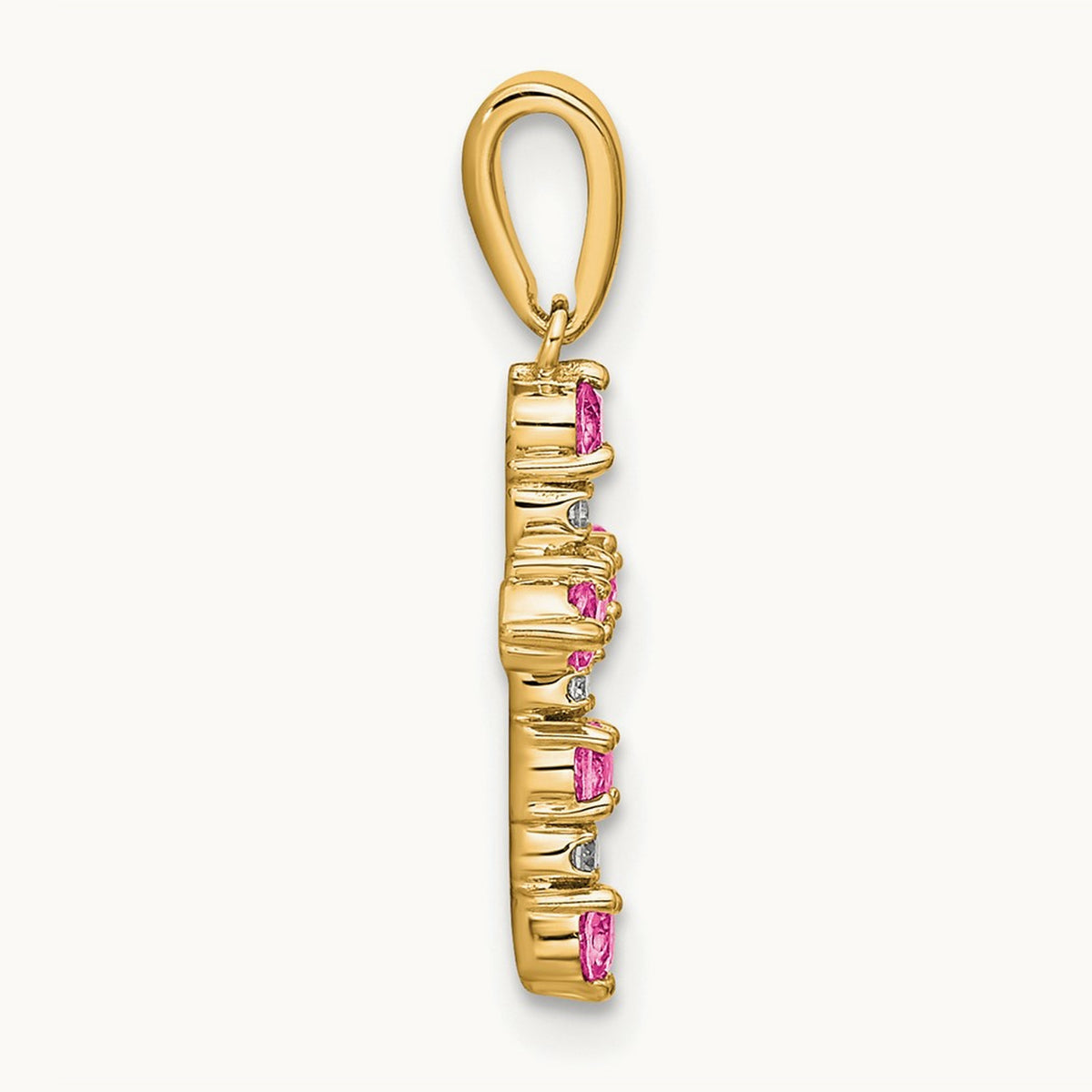 Tourmaline and Diamond Cross Pendant — 14K Yellow Gold