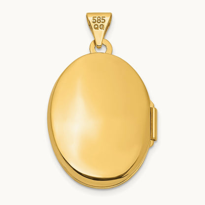 Brushed Diamond Star Oval Locket — 14K Two-Tone Gold