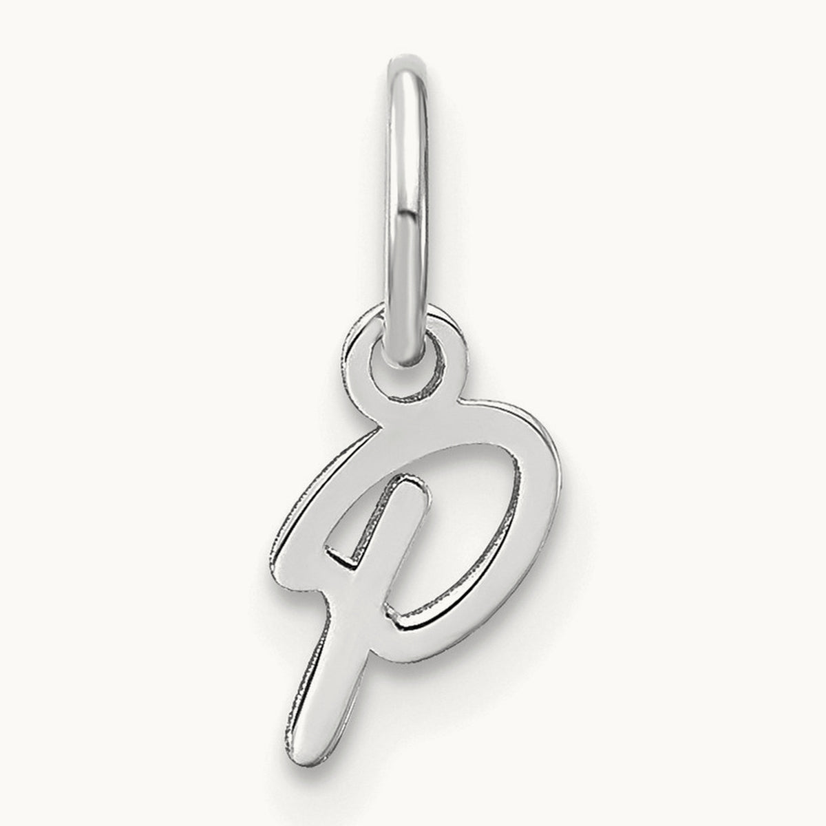Upper case Initial Charm — 14K White Gold, P