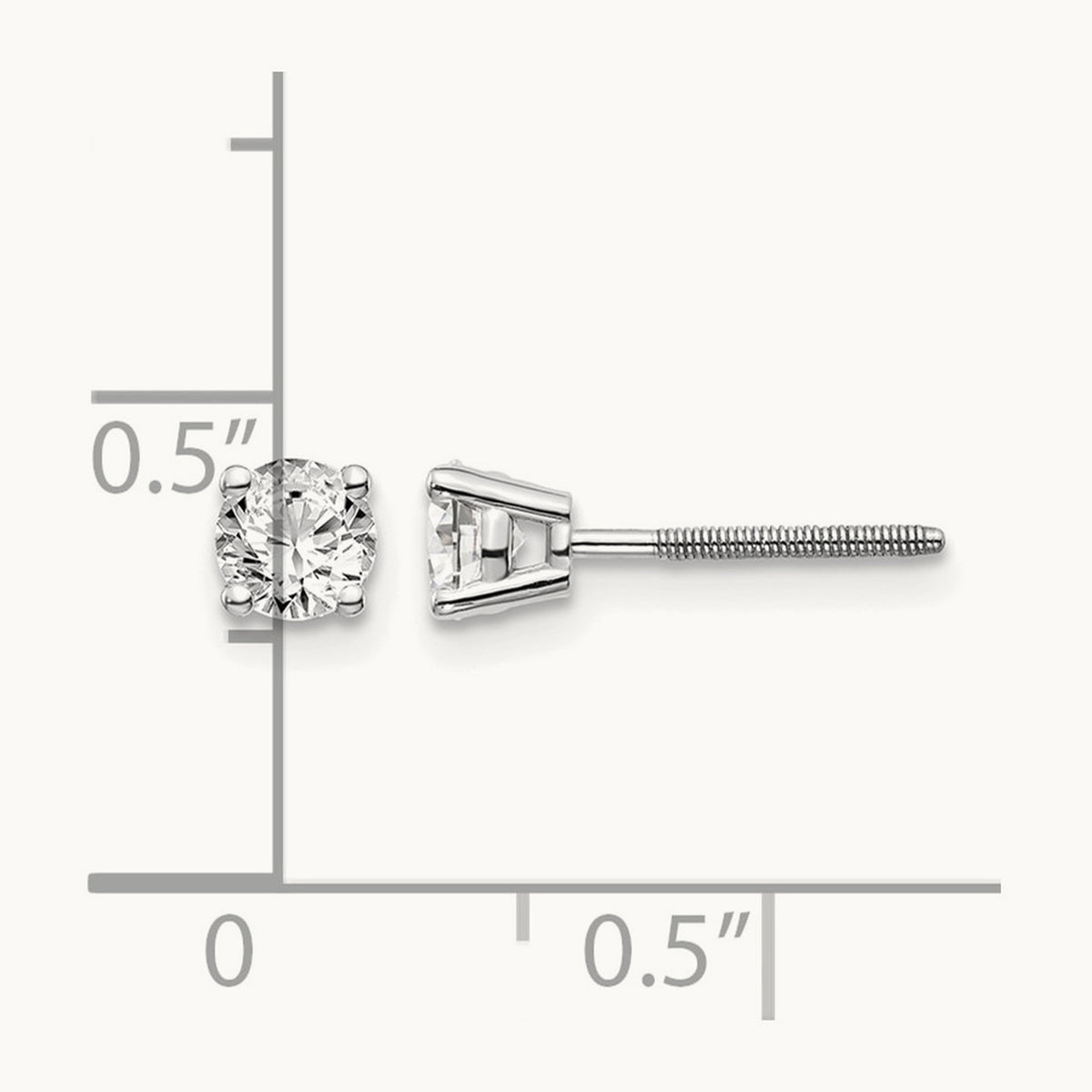Round Diamond Stud Earrings — 14K White Gold, 0.60 ct tw