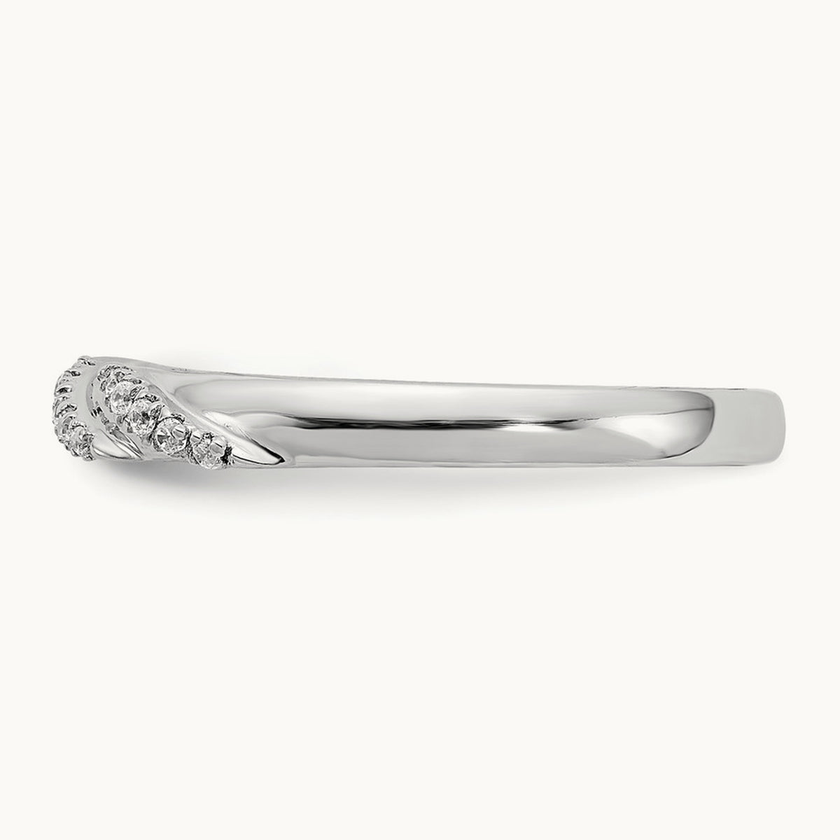 Complete Diamond Trio Ladies Wedding Band, 14K White Gold