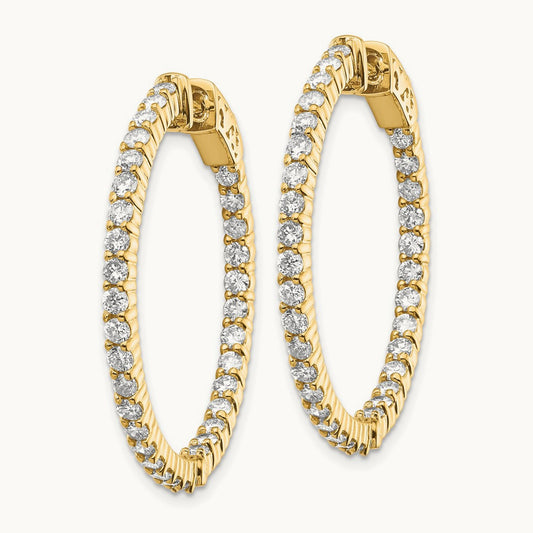 Diamond Round Hoop w/Safety Clasp Earrings, 14K