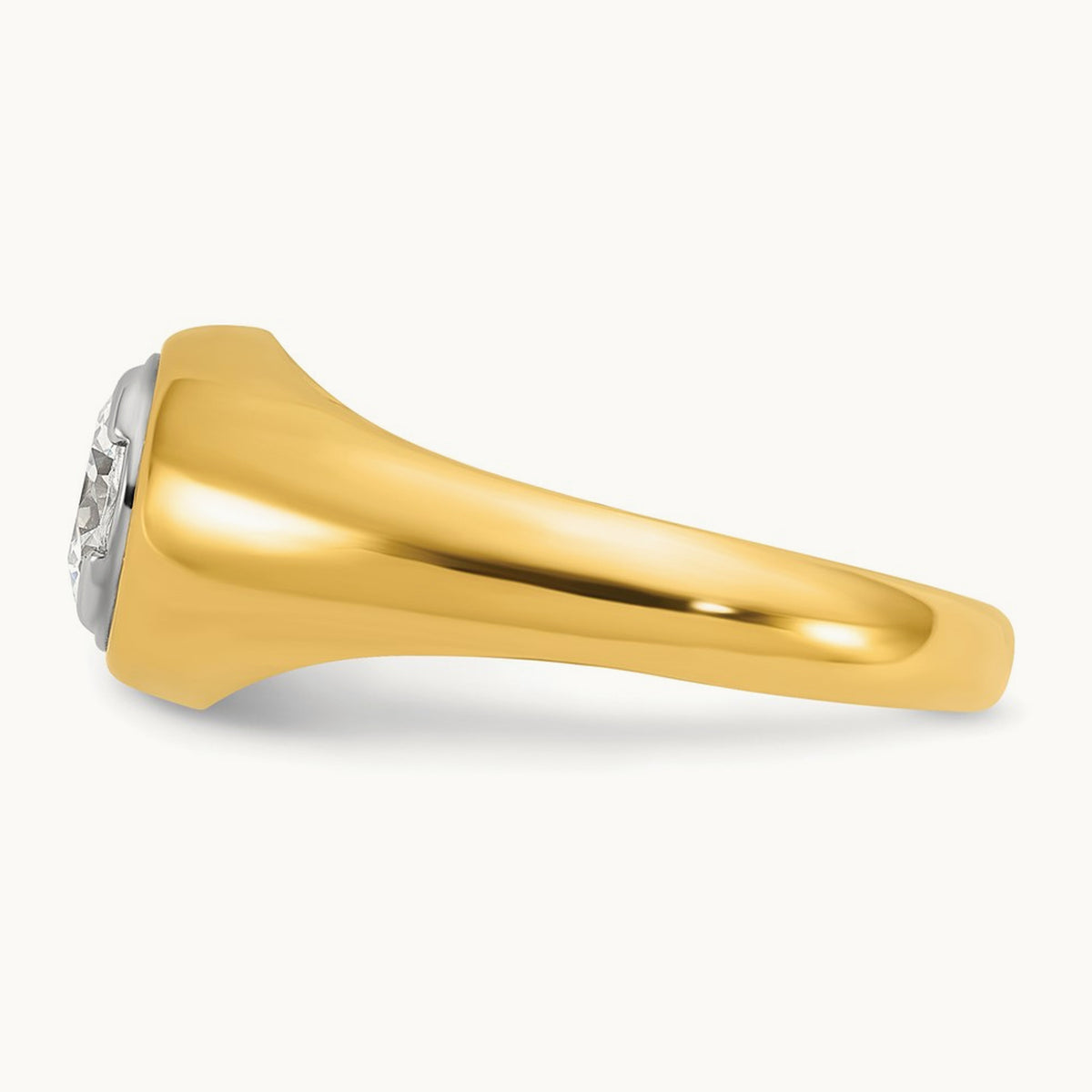 Round Men's Ring — 14K Yellow Gold, 10