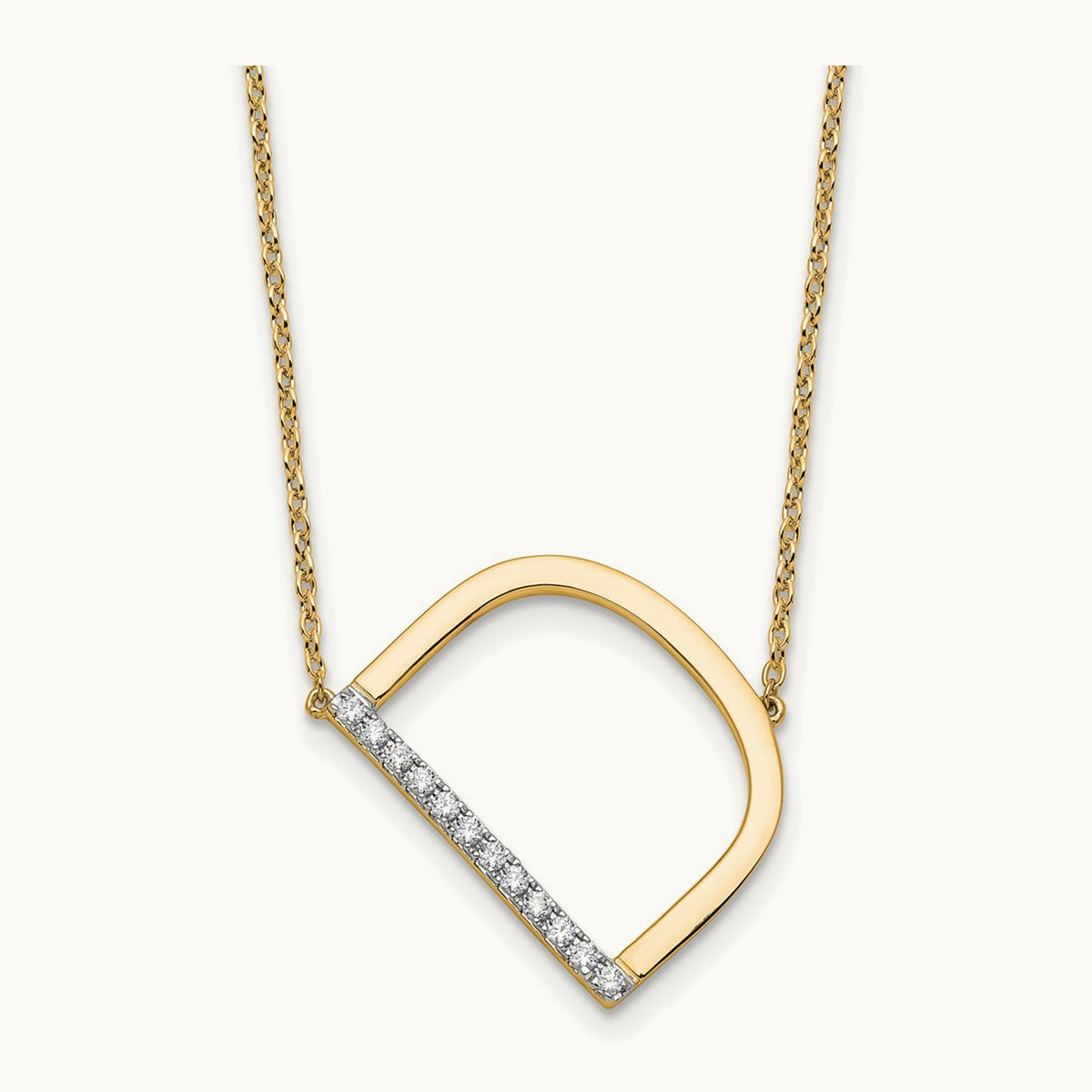 Sideways Diamond Necklace — 14K Yellow Gold, D