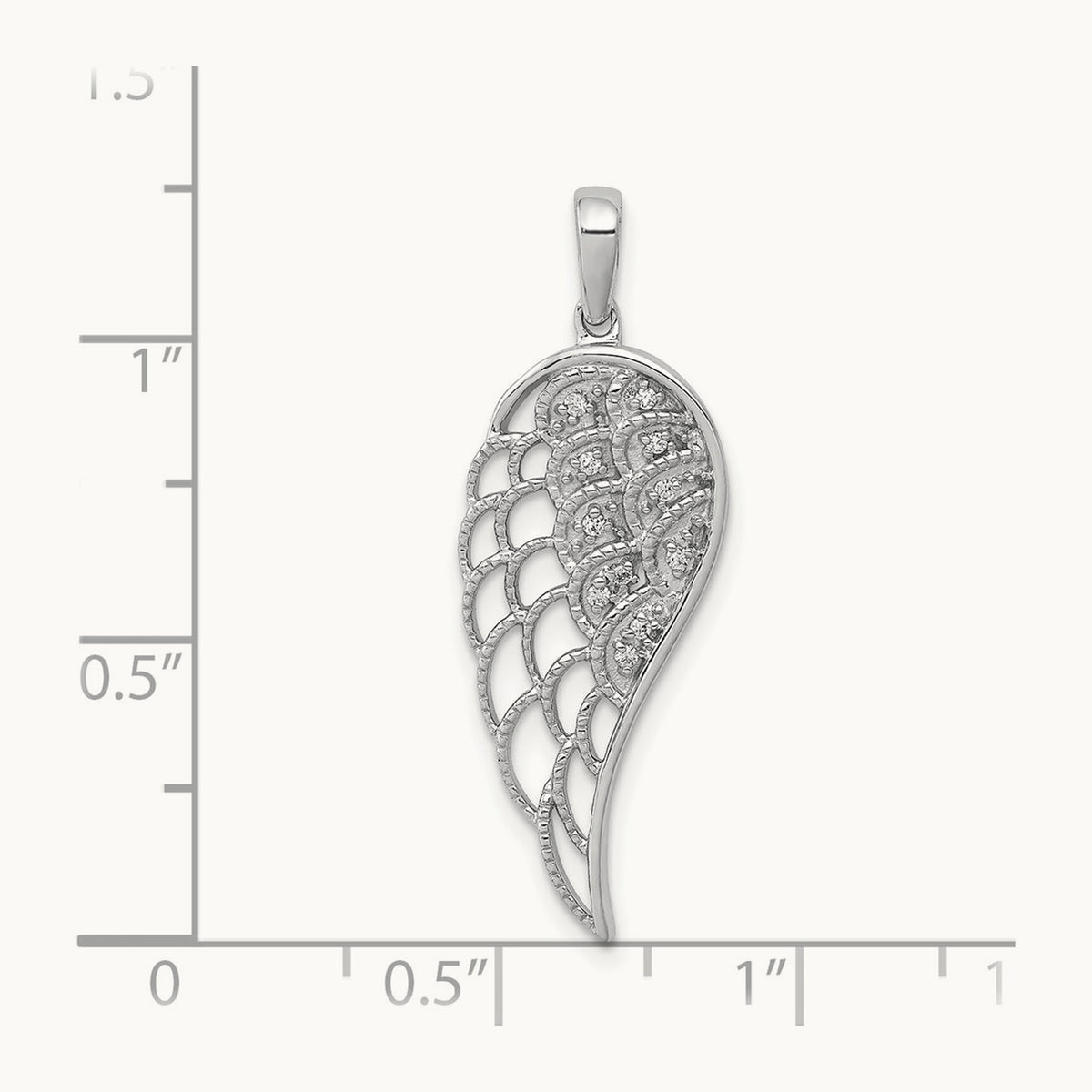 Diamond Open-work Wing Pendant, 14K White Gold