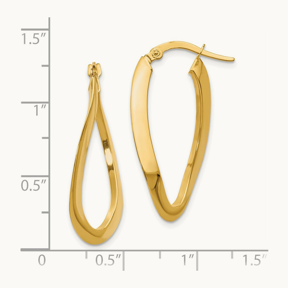 Polished Oval Hoop Earrings, 14K — Leslie's