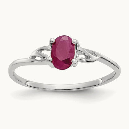 Ruby Birthstone Ring, 14K White Gold