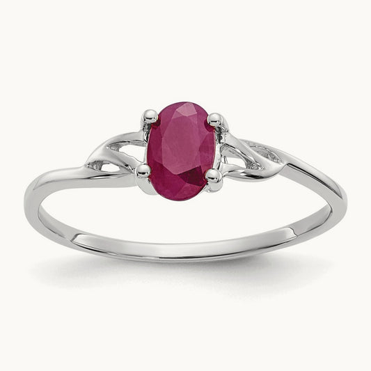 Ruby Birthstone Ring, 14K White Gold
