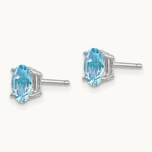 Aquamarine Earrings, 14K White Gold