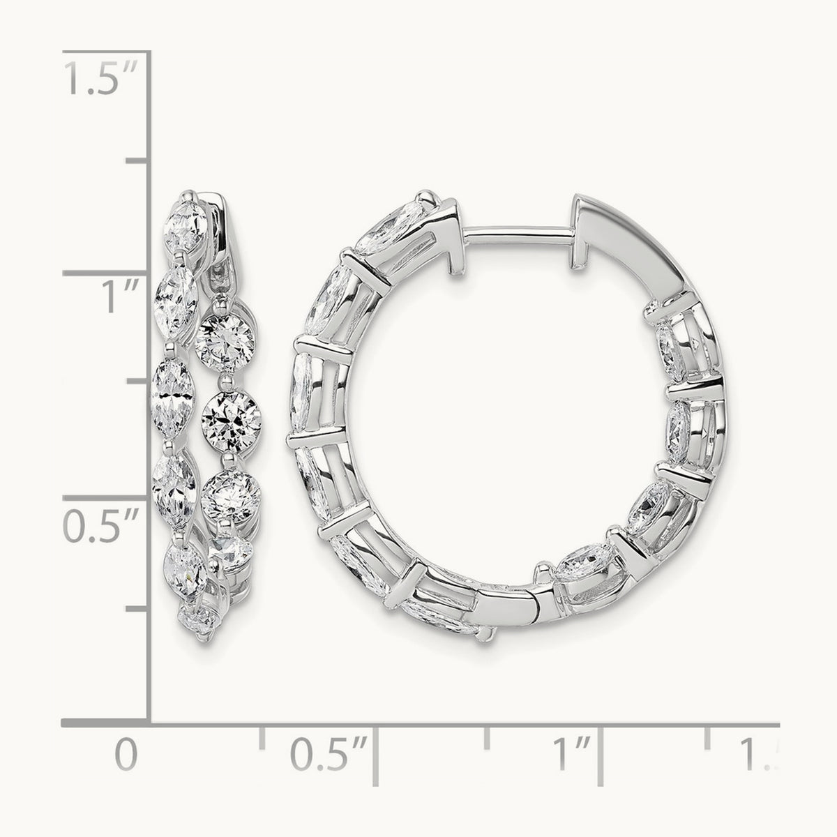 Hinged in/Out Hoop Earrings, 3.25 ct tw Lab-Grown Diamond — 14K White Gold