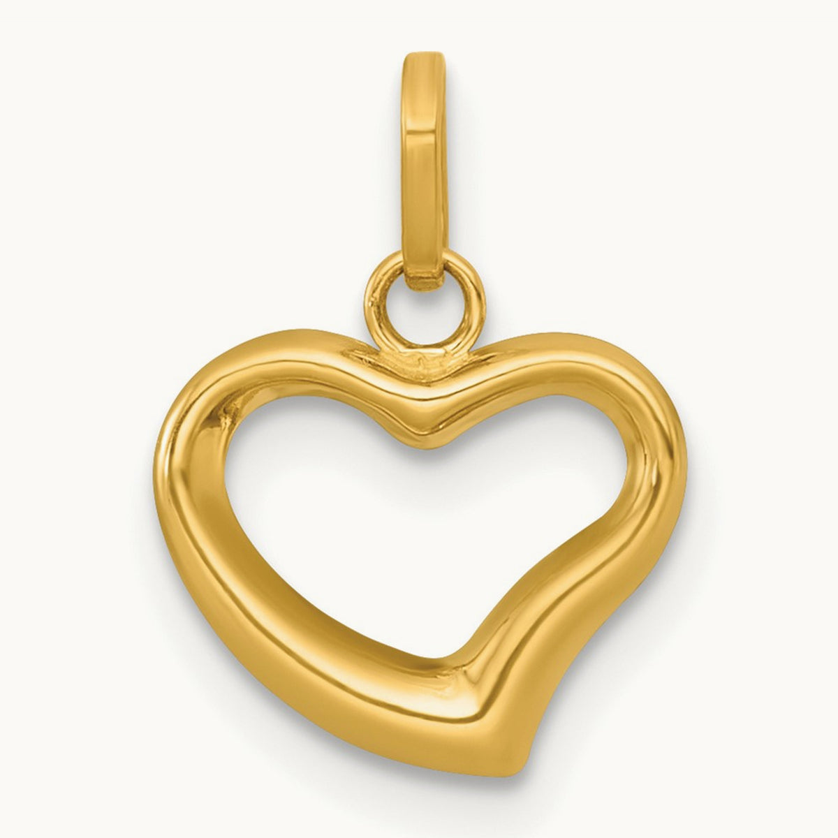Polished Open Heart Charm Pendant, 14K