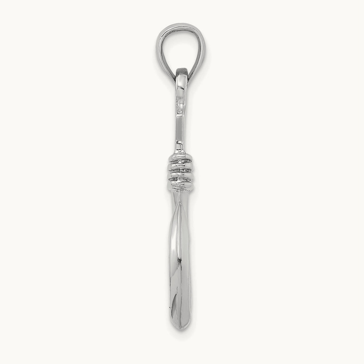 3-D Large Fish Hook with Rope Charm — 14K White Gold