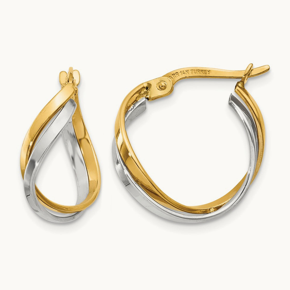 Polished Twisted Hoop Earrings — 19mm