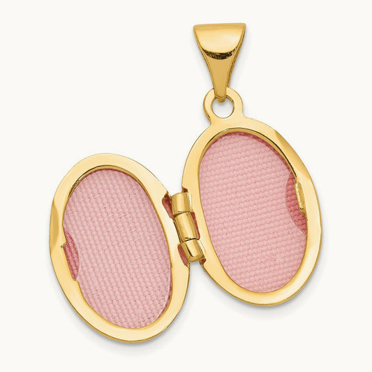 Beaded Scroll Design Oval Locket, 14K Yellow Gold