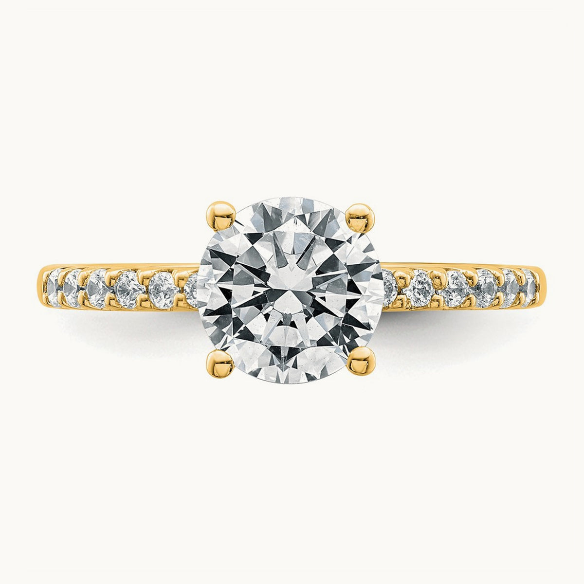 Round Engagement Ring, 1.25-2.75 ct tw Lab-Grown Diamond — 1 3/4 ct, 14K Yellow Gold