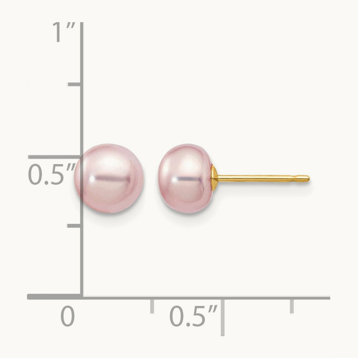 6- Purple Button Freshwater Cultured Pearl Stud Post Earrings, 7mm, 14K