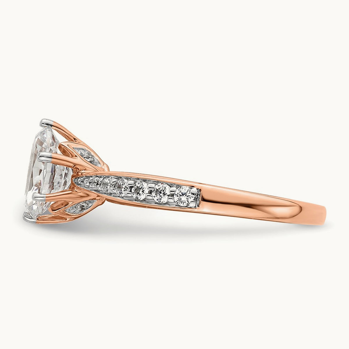 Oval Leaf Design Semi-Mount Ring — 1 ct, 7
