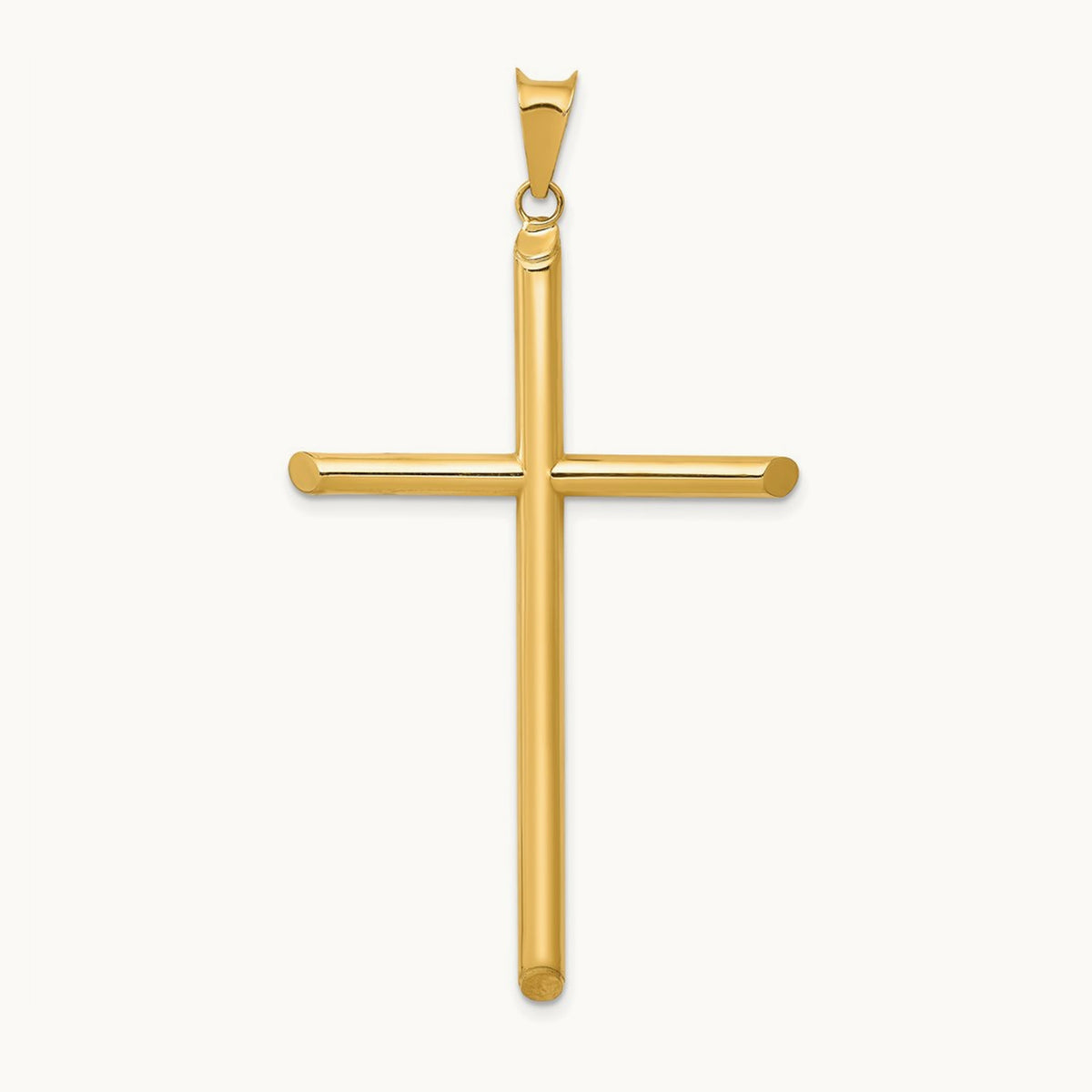 3-D Polished Hollow Cross Pendant, 14K