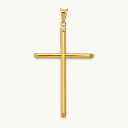 3-D Polished Hollow Cross Pendant, 14K